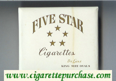 Five Star De Luxe cigarettes wide flat hard box